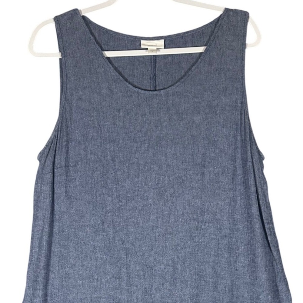 Pure Jill J. JILL Linen Blend Tank Dress Sz XL Midi‎ Blue Lagenlook Minimalist - Picture 9 of 13